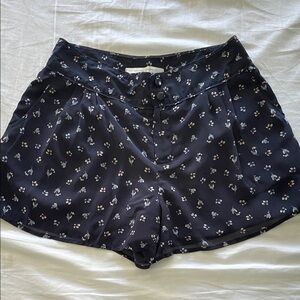 LC Lauren Conrad Black Floral High Waist Shorts